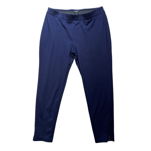 Talbots Womens  Ankle Pants Large Petites Navy Blue Skinny Slim Stretch Casual - Picture 1 of 10